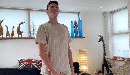Young Straight & Tall Teen Shows off his Lean Body & Wanks his Big Uncut Cock & Cums Everywhere!