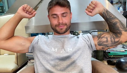Young Straight & Naughty Lad Shows off his Muscles & Wanks his Huge Uncut Cock & Cums!