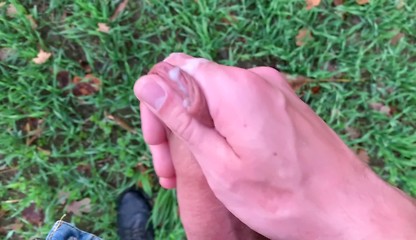Teen Boy Jerking his Big Dick using two Hands OUTDOOR / Fit Boy /hot / Cute