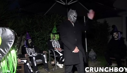 FUCKED BAREBACK FOR the halloween ceremeony with submission extrem in public for dimitri