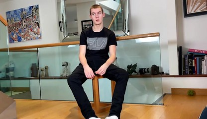 Young Handsome Pup gets Wanked by Another Man & his Uncut Cock is Rock Solid & Squirts Loads!