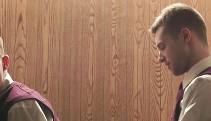 Catholic Boys Benjamin Blue And Ryan Jacobs Play In The Confession Booth