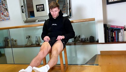 Young Straight Stud gets Wanked & Walks around with a Big Hard Uncut Erection & Cums Loads!