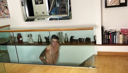 Young Horny Lad Flynn Wank his Massive Uncut Cock & Gets a Little Helping Hand & Shoots a Big load!