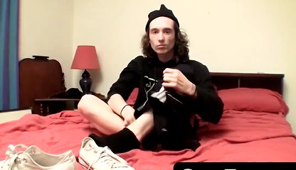 Long haired straighty's throbbing boner spraying jizz jerk off session