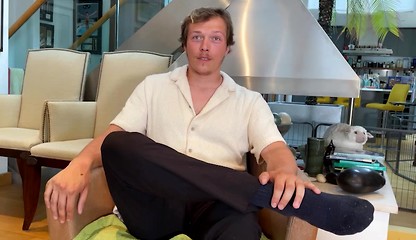 Straight & Hairy Aiden Returns and Wanks his Big Uncut Cock & Squirts a Big Load Everywhere!
