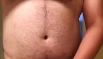 Hairy Bear Jerking Off and Cumming in the Shower