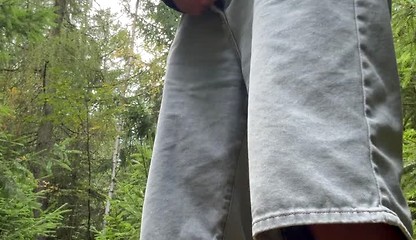 Masturbation in nature while picking mushrooms